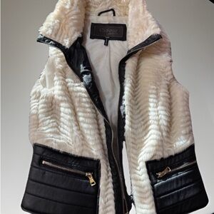 Ci Sono Black and White Faux Fur Vest